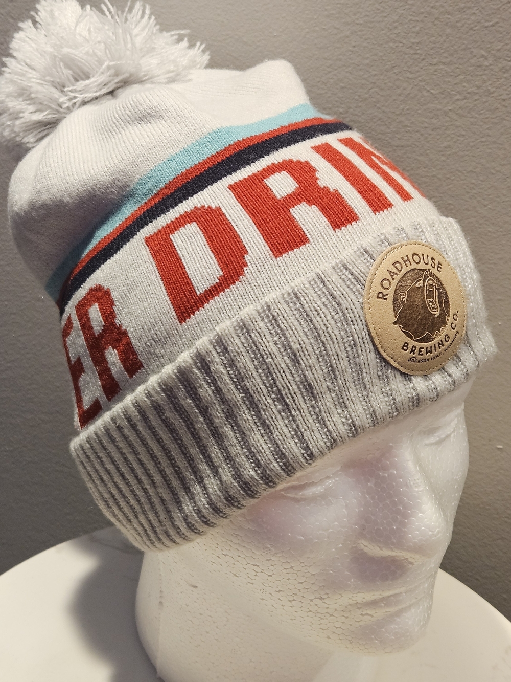 Roadhouse Brewing "Drink Good Beer" Cuffed Beanie With Pom Pom